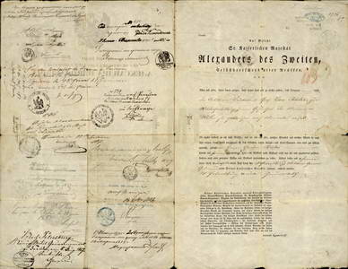 Заграничный паспорт, выданный Л.Н.Толстому 9 сентября 1857 г.